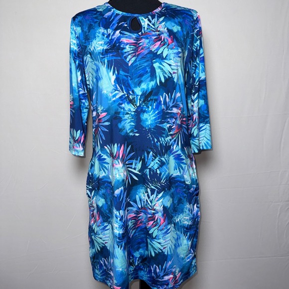 Reel Legends Dresses & Skirts - Reel Legends Womens Blue Tropical Leaf Keep-It-Cool Performance Dress S Pockets